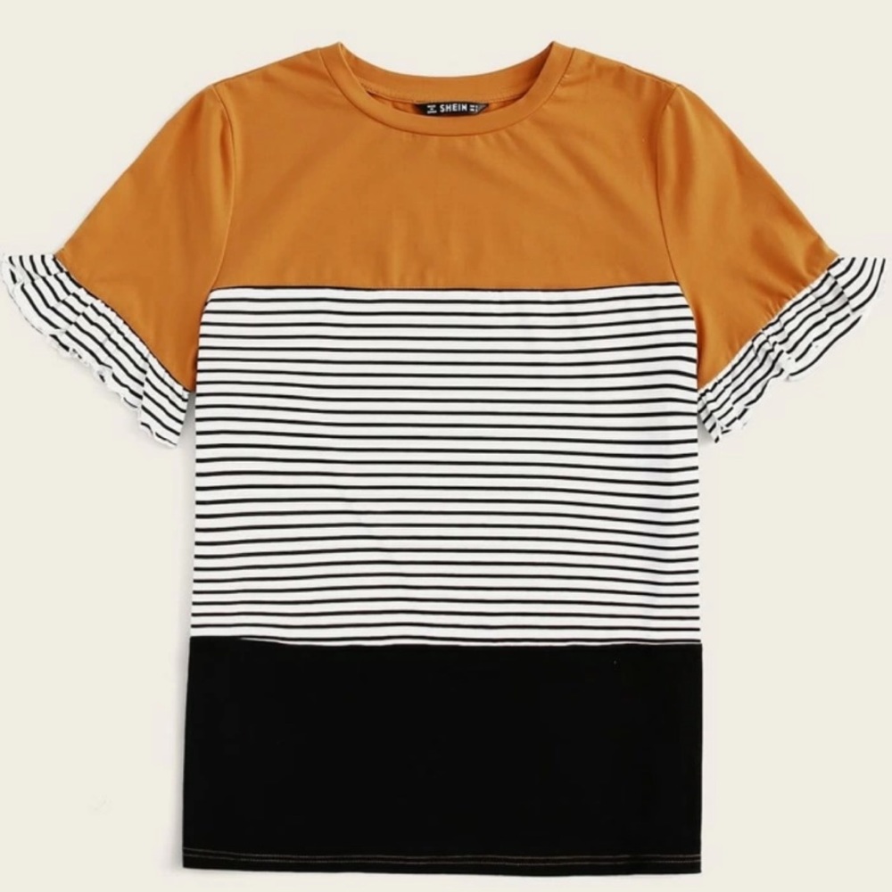 🔴 SOLD 🔴 SHEIN Ruffle Cuff Striped Top